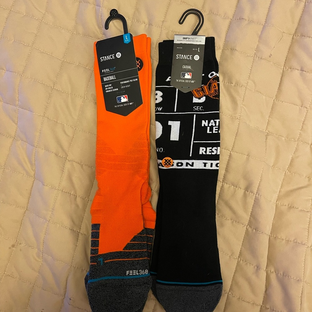 Stance San Francisco Giants Black and White Casual Socks with Orange bundle